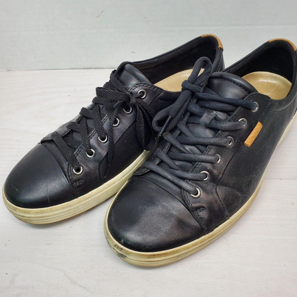 ECCO Soft 7‎ Black Leather Casual Sneakers Shoes Mens Size US 10 EU 44 Fast Ship